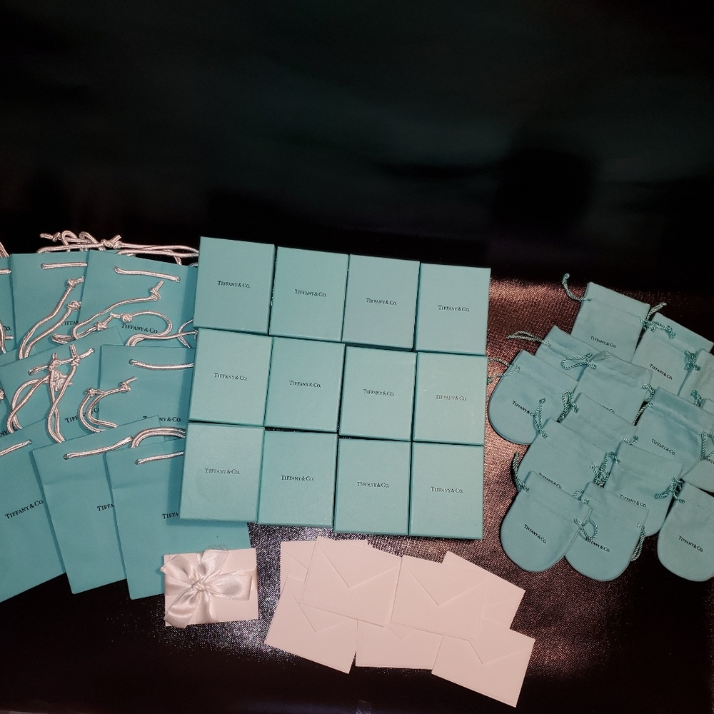 HUGE Lot Tiffany & Co Boxes, Bags, Pouches, Cards